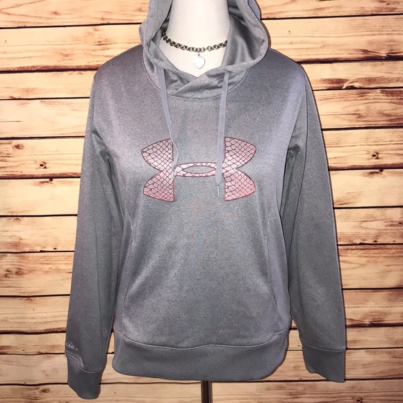 Under Armour Tops - Under Armour Storm Heathered Gray Big Logo Hoodie